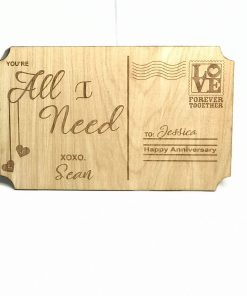 wooden postcard personalized Custom engraved wood valentine's day postcard unique gift