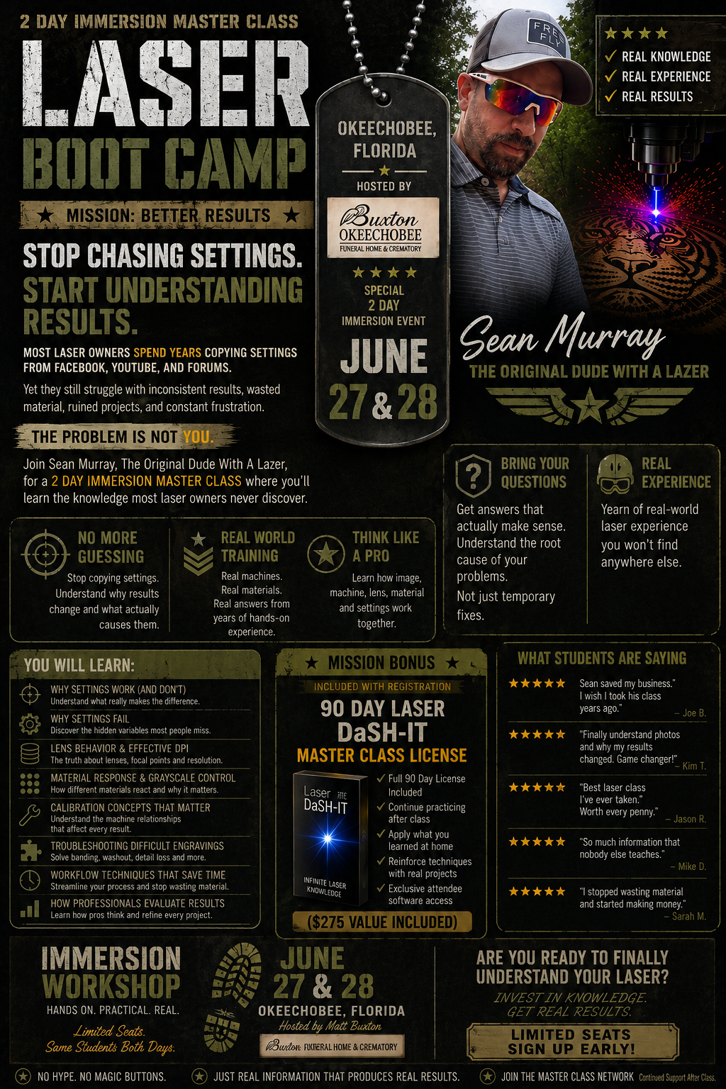 Laser Engraving Mastery 2-Day Immersion Workshop (Okeechobee, FL – June 27–28, 2026)