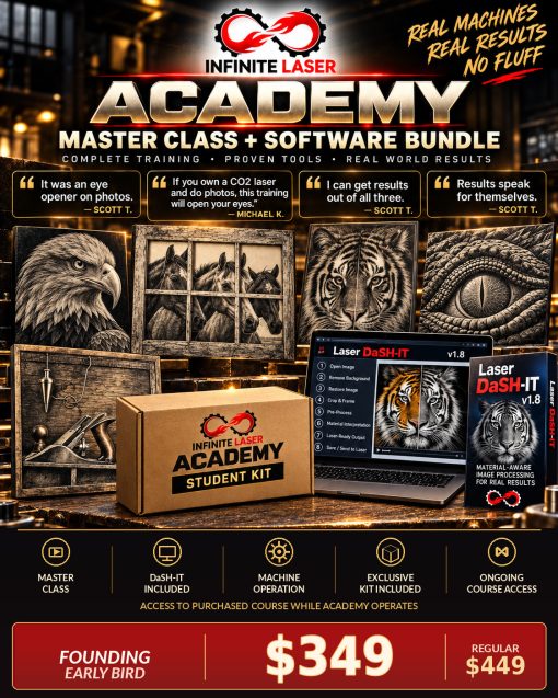 Infinite Laser Academy Master Class + Laser DaSH-IT Bundle — founding price $349 — full size