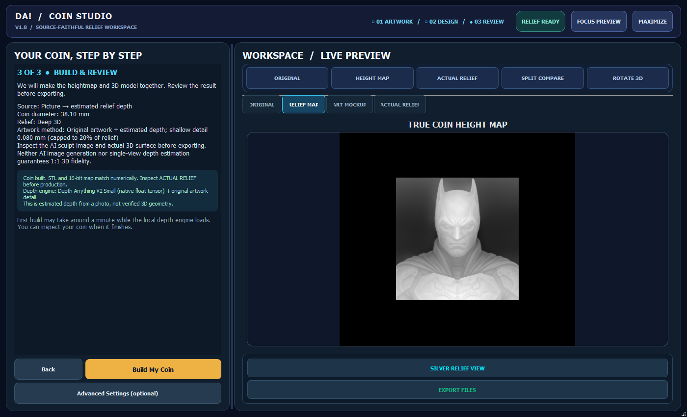 Create a Coin from Your Artwork — real software screenshot