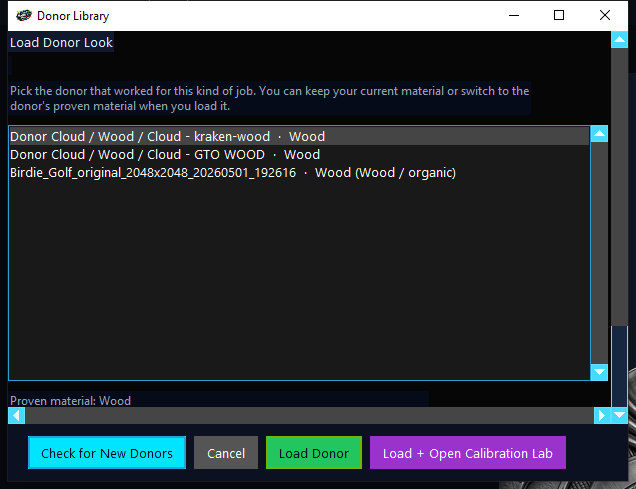 Calibration and Linked Burn Trials — real software screenshot