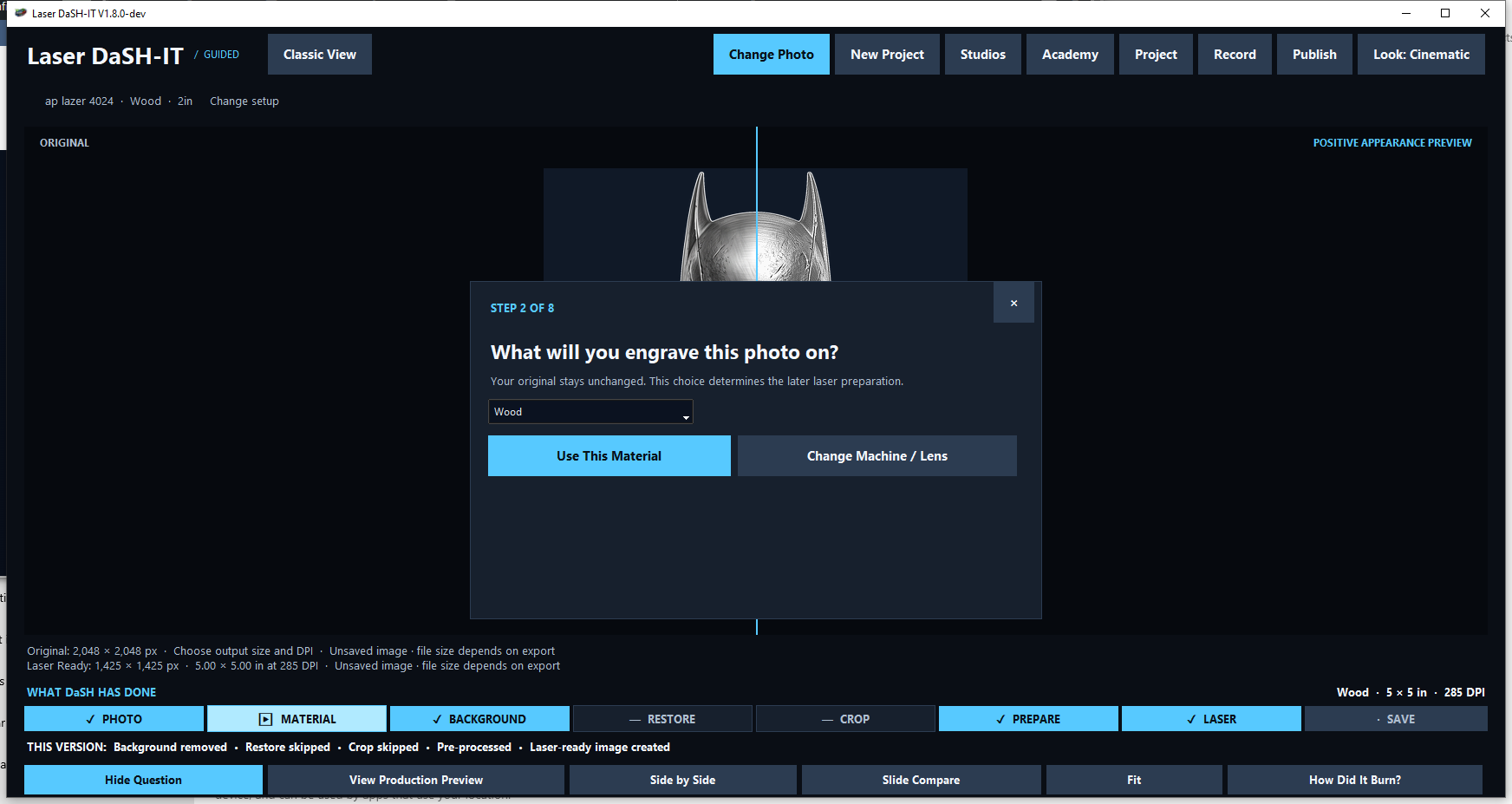 Process a Photo for Wood — real software screenshot
